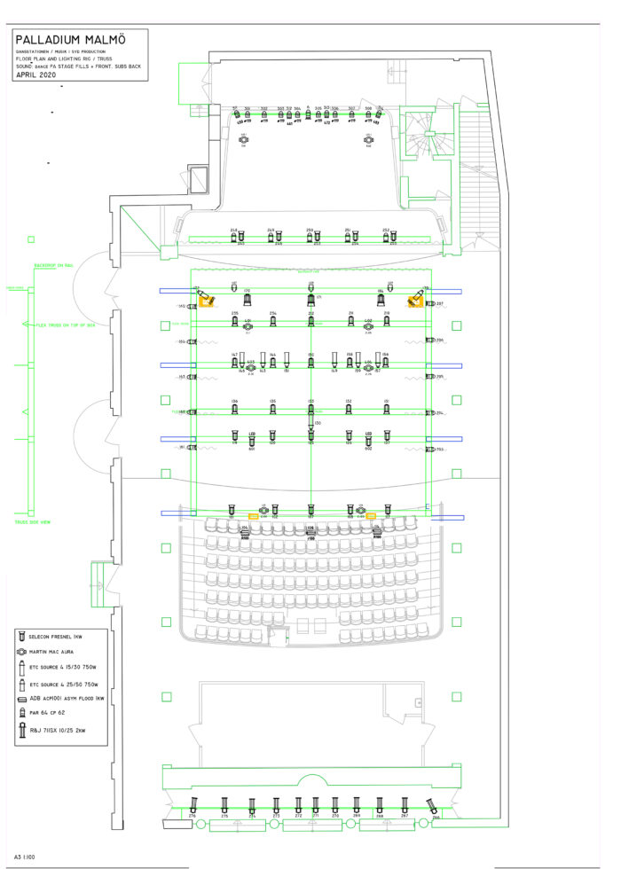 Ritning ljusrigg Palladium Malmö